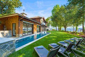 Outdoor space at StayLakeNorman luxury waterfront vacation home, Chasestone Peninsula, in Lake Norman, NC. 