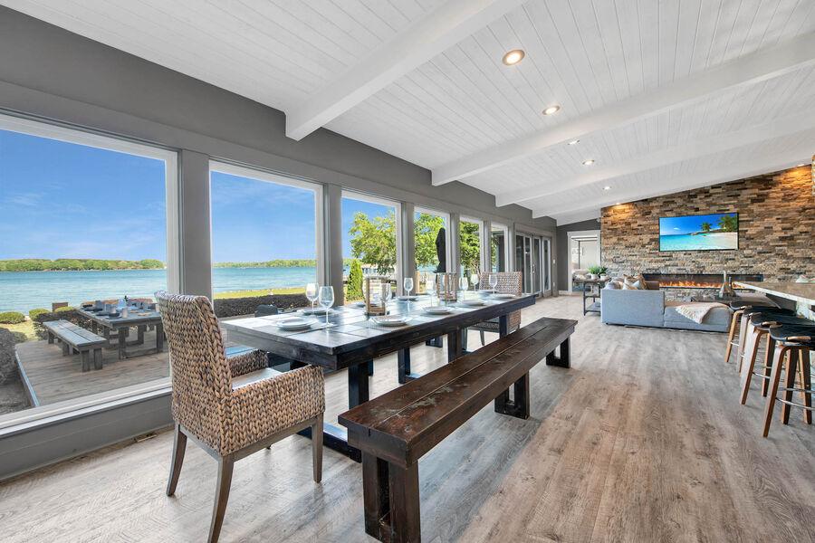Outdoor space at StayLakeNorman luxury waterfront vacation home, Lake Norman Breakaway, in Lake Norman, NC. 