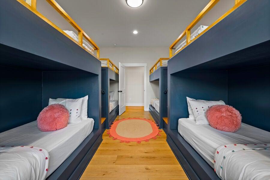 A custom bunk room, sure to delight the young ones in your group! 
