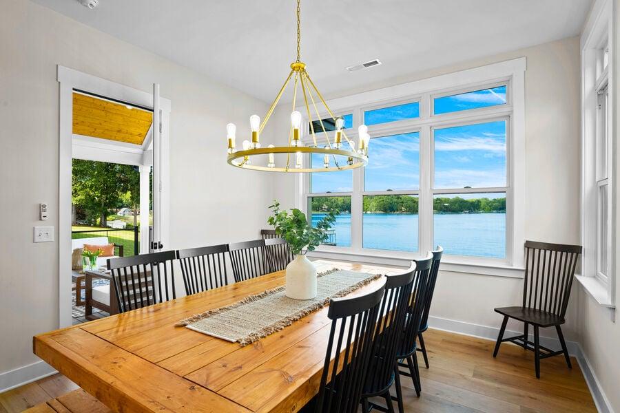 The sisters are most proud of the dining room table, custom-built by their husbands. 