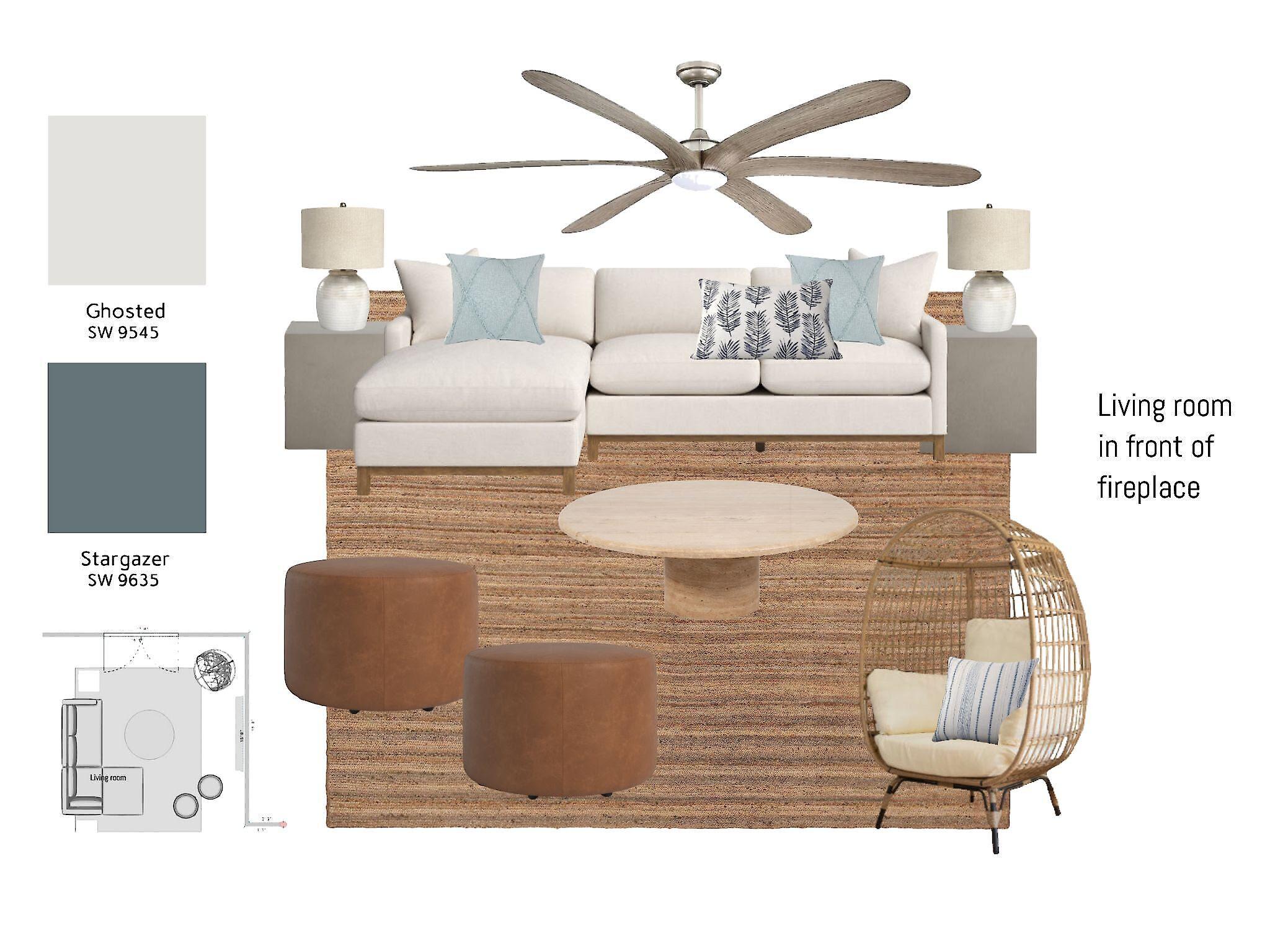 mood board for living room design 