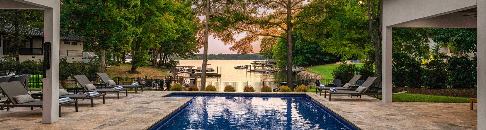 Heated Pool at Shoreline on Stonemarker, A StayLakeNorman Luxury Vacation Rental in Lake Norman, NC